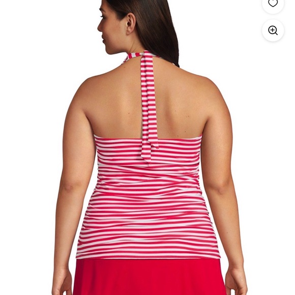 Lands End Nautical Red/White Stripe Halter Tankini Swim Top Only Women’s 8 NWT - Picture 8 of 8